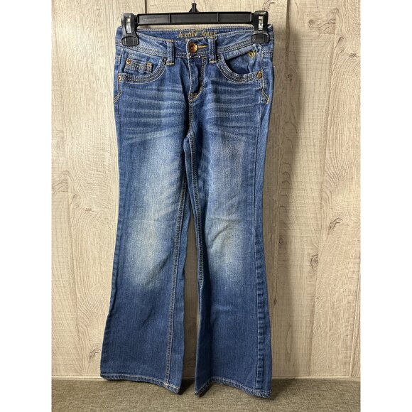 Justice Girls Bootcut Denim Blue Jeans Size 10S Western - Picture 1 of 6